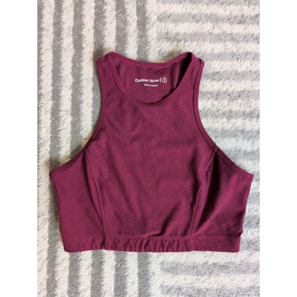 Outdoor Voices Athena Crop Top High Neck in Cranberry Size S